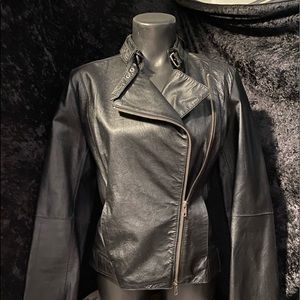Leather Motorcycle Type Jacket 10 M Black